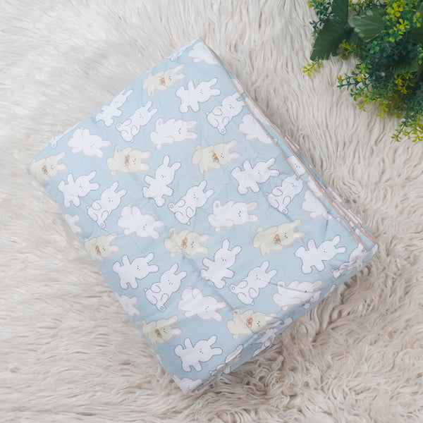 SUNSHINE COTTON SOFT QUILT BLANKET  CAT LIGHT BLUE 120X150+-5CM