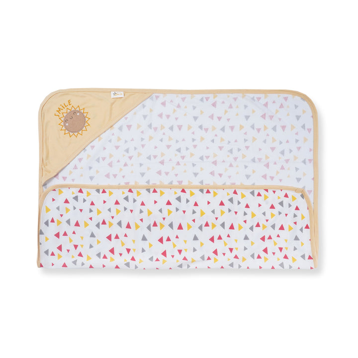 BABY HOODED WRAPPING SHEET SMILE SUN YELLOW - SUNSHINE