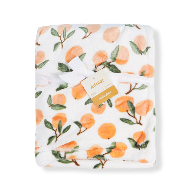 SUNSHINE BABY FLEECE HANGER SHAWL ORANGE WHITE