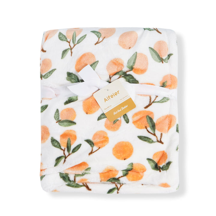 SUNSHINE BABY FLEECE HANGER SHAWL ORANGE WHITE