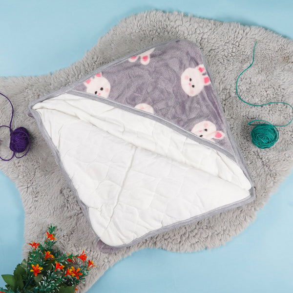 SUNSHINE BABY FLECCE HOODED BLANKET BEAR GREY 88X88 CM