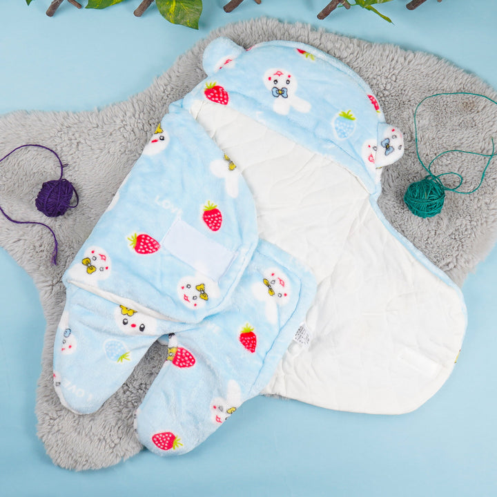 SUNSHINE BABY SWADDLE RABBIT & STRAWBERRY SKY BLUE 6M