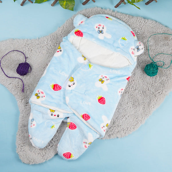 SUNSHINE BABY SWADDLE RABBIT & STRAWBERRY SKY BLUE 6M