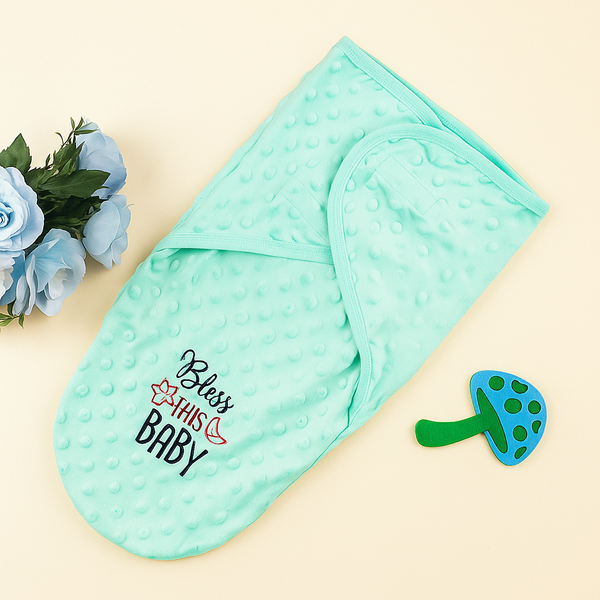 Baby Velvet Swaddle Bless This Baby Sea Green - Sunshine
