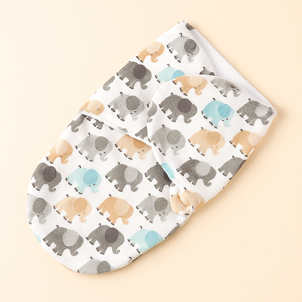Baby Fleece Swaddle Elephant White - Sunshine