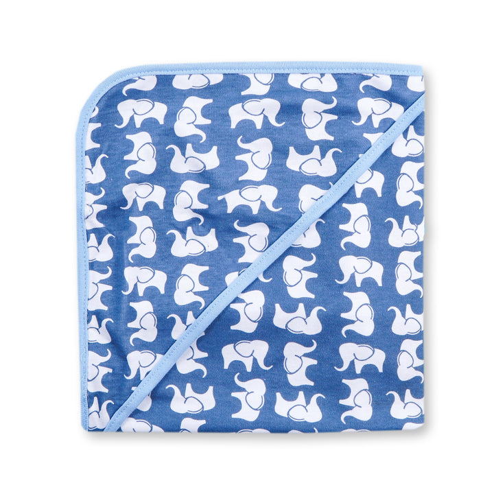 SUNSHINE BABY HOODED WRAPPING SHEET ELEPHNAT PACK OF 2 BLUE