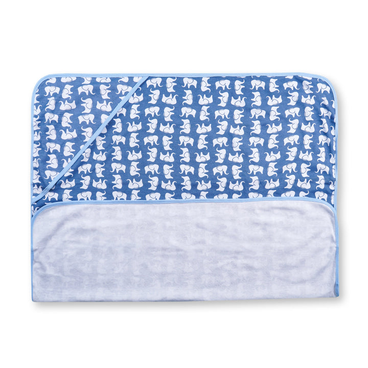 SUNSHINE BABY HOODED WRAPPING SHEET ELEPHNAT PACK OF 2 BLUE