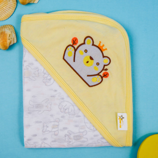 Baby Hooded Cotton Wraping Sheet BEAR LIGHT YELLOW