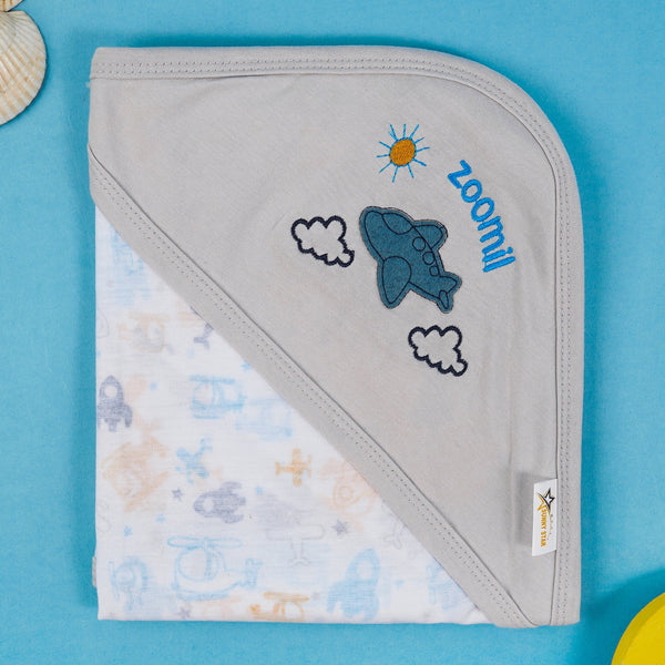 SUNSHINE BABY COTTON WRAPPING SHEET MULTI AEROPLANE GREY