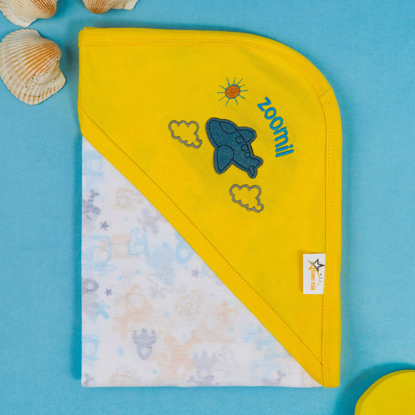SUNSHINE BABY COTTON WRAPPING SHEET MULTI AEROPLANE YELLOW