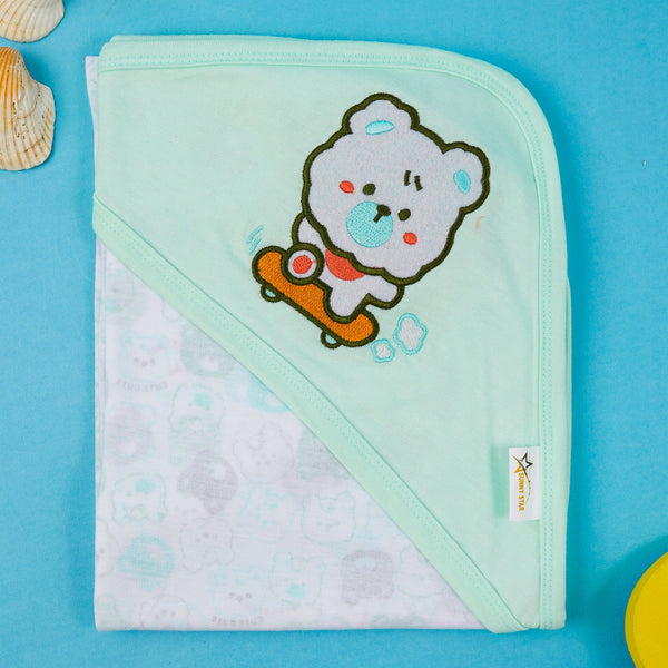 SUNSHINE BABY COTTON WRAPPING SHEET CUTE PUPPY GREEN (34X36)