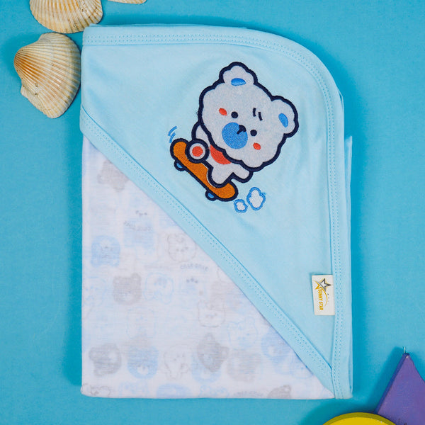 SUNSHINE BABY COTTON WRAPPING SHEET CUTE PUPPY BLUE (34X36)