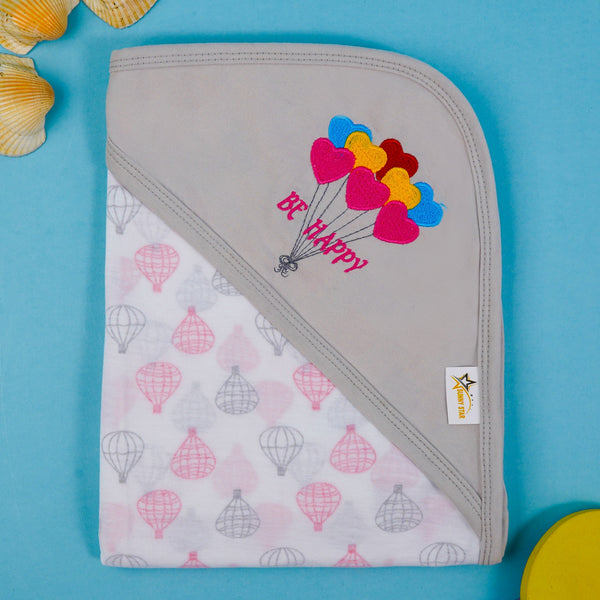 SUNSHINE BABY COTTON WRAPPING SHEET BE HAPPY AIRBALLOON GREY(34X36)