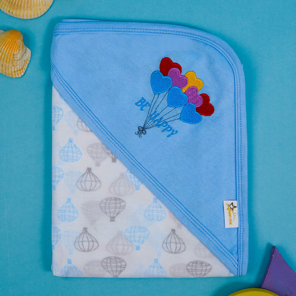 SUNSHINE BABY COTTON WRAPPING SHEET BE HAPPY AIRBALLOON BLUE (34X36)