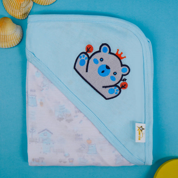 SUNSHINE BABY COTTON WRAPPING SHEET BEAR KING BLUE (34X36)