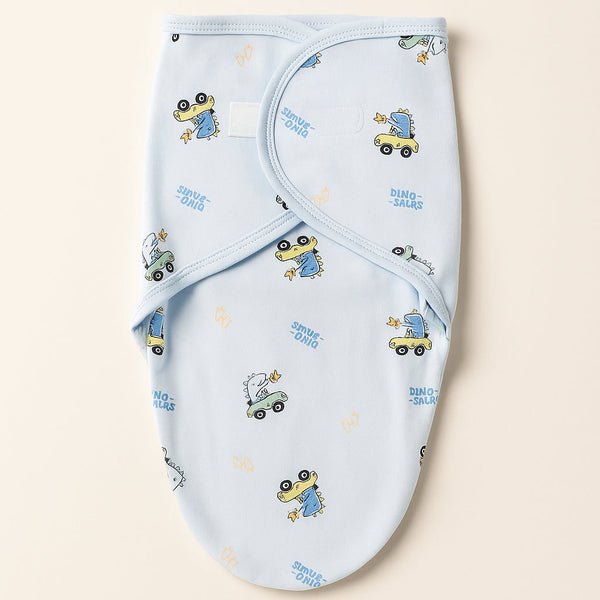 SUNSHINE BABY SWADDLE DINO CAR BLUE