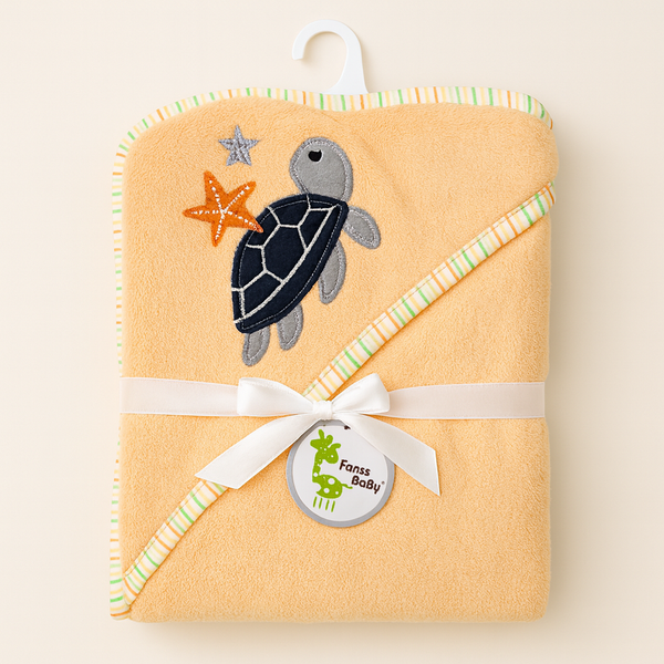 SUNSHINE BABY FLEECE HOODED SWADLE TURTLE ORANGE