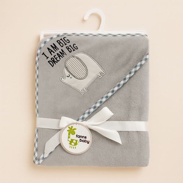 SUNSHINE BABY FLEECE HOODED SWADLE ELEPHANT GREY