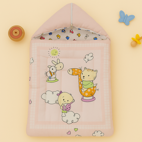 SUNSHINE BABY CARRY NEST GIRRAFE & CARS PINK