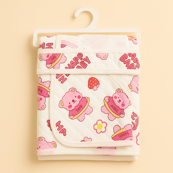 SUNSHINE BABY WINTER HOODED SHAWL HAPPY BEAR WHITE