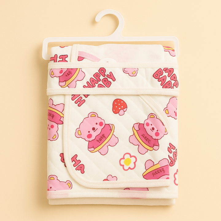 SUNSHINE BABY WINTER HOODED SHAWL HAPPY BEAR WHITE