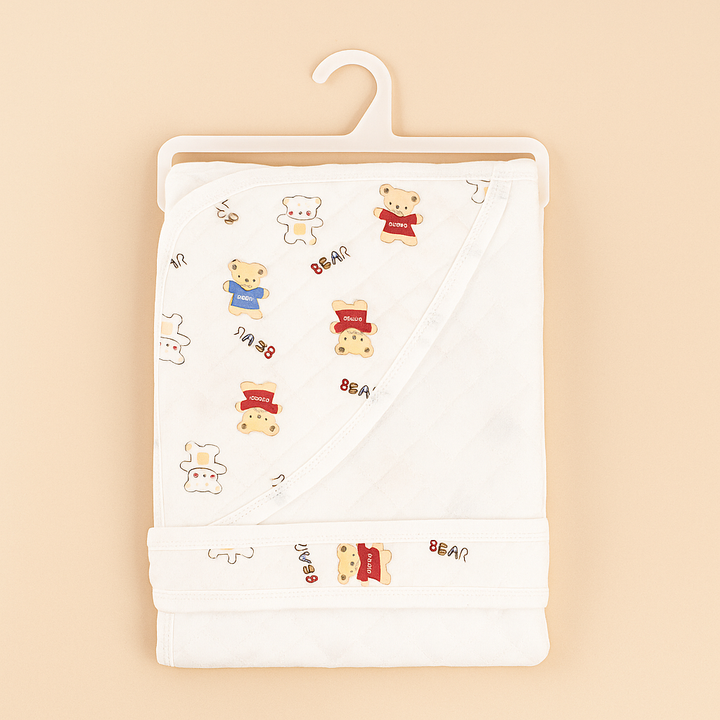 SUNSHINE BABY WINTER HOODED SHAWL BEAR WHITE