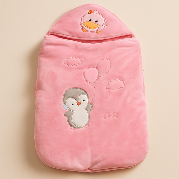 SUNSHINE BABY CARRY NEST / SLEEPING BAG PENGUIN PINK