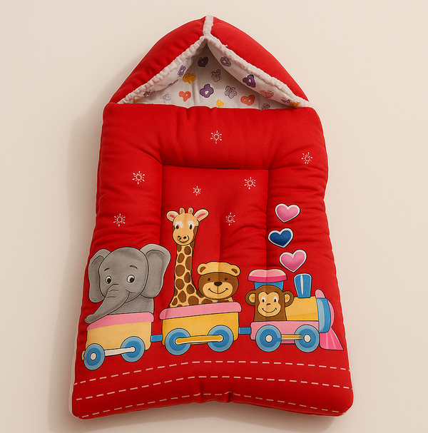 SUNSHINE BABY CARRY NEST GIRRAFE & CARS RED