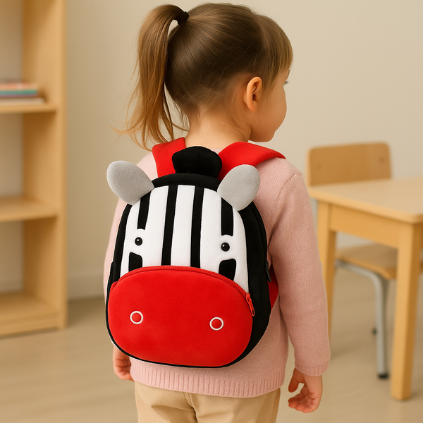 Baby Character Plush Backpack Zebra Black - Sunshine