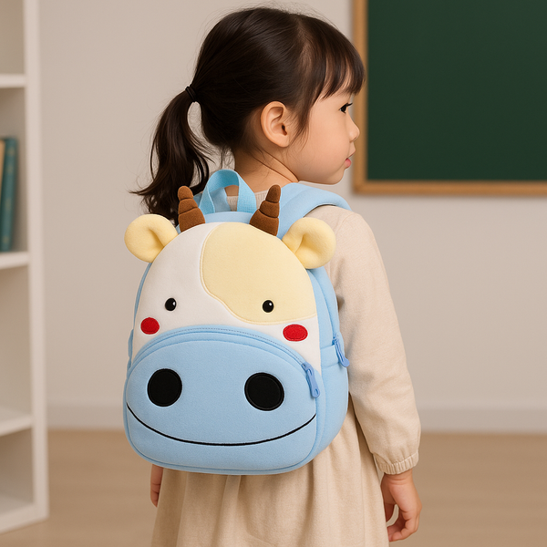 Baby Character Plush Backpack Moo Sky Blue - Sunshine