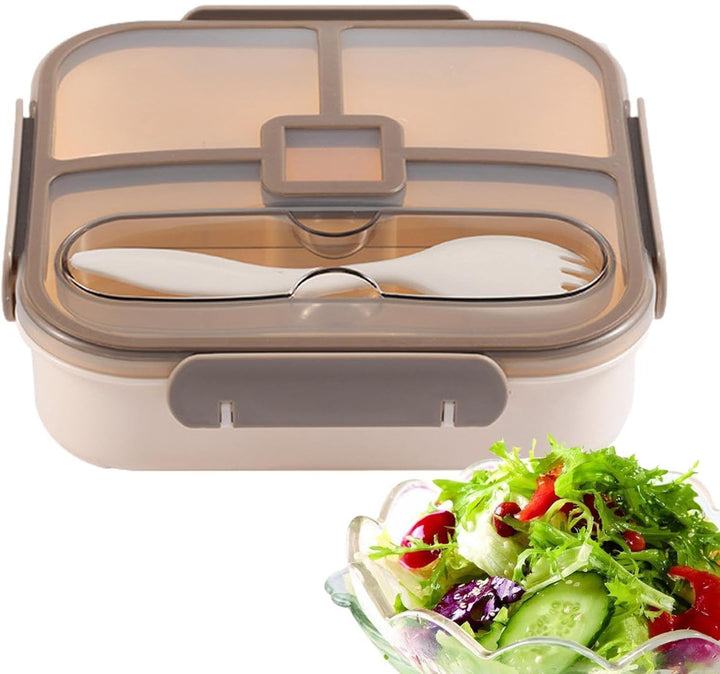 KIDS LUNCH BOX WITH FORK BROWN-SUNSHINE