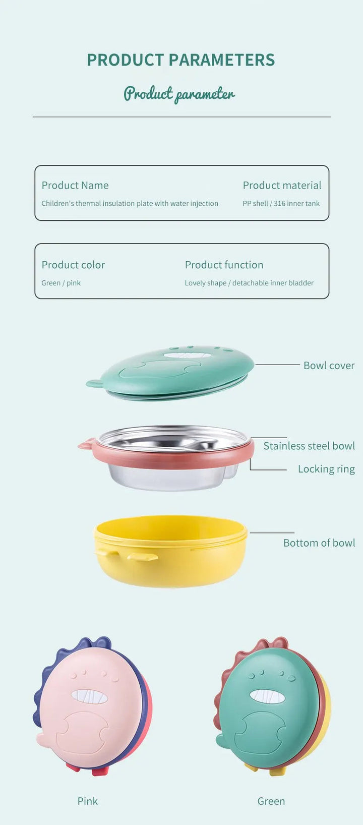 SUNSHINE KIDS DINO INSULATED DINNER BOWL YELLOW