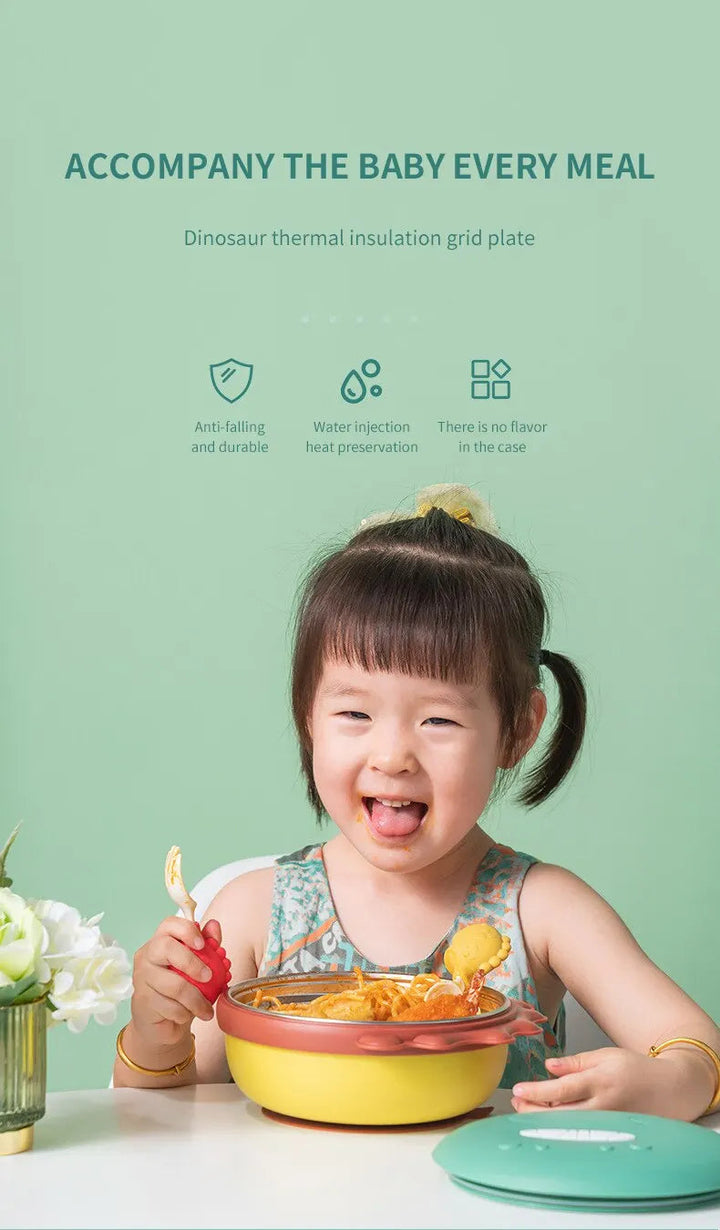 SUNSHINE KIDS DINO INSULATED DINNER BOWL YELLOW