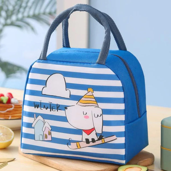 SUNSHINE INSULATED LUNCH BAG WINTER STRIPES NAVY BLUE