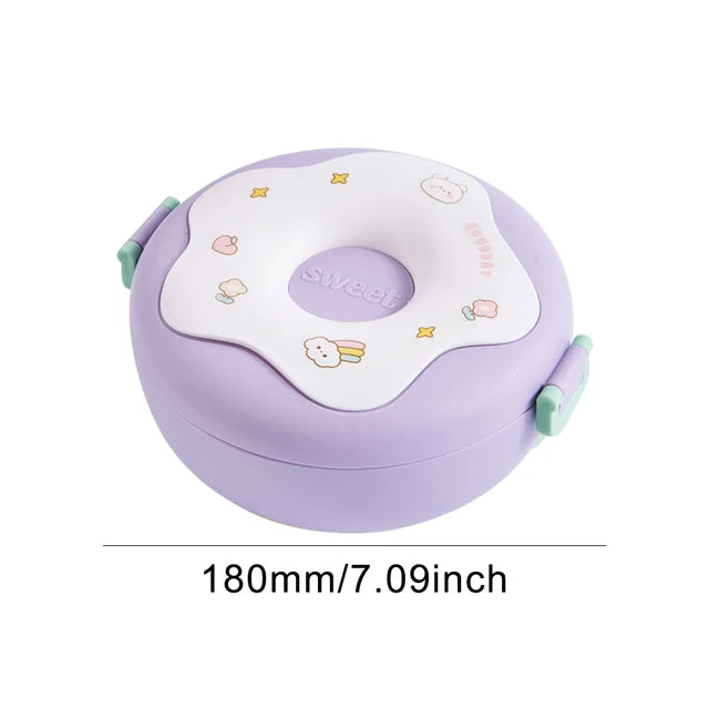 KIDS 3 PARTITION LUNCH BOX DONUT PURPLE - SUNSHINE