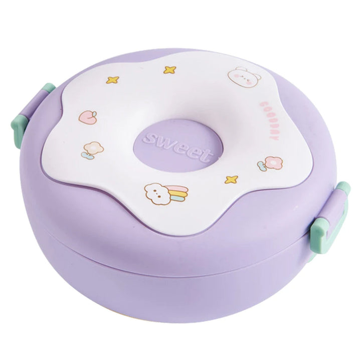 KIDS 3 PARTITION LUNCH BOX DONUT PURPLE - SUNSHINE