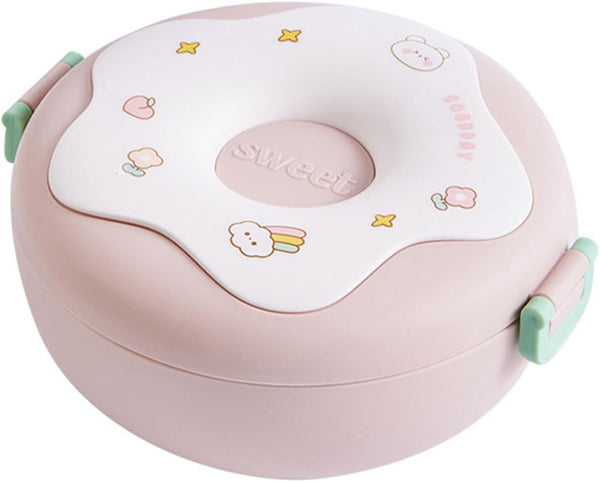 KIDS 3 PARTITION LUNCH BOX DONUT PINK - SUNSHINE