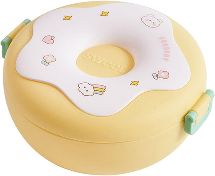 KIDS 3 PARTITION LUNCH BOX DONUT YELLOW - SUNSHINE