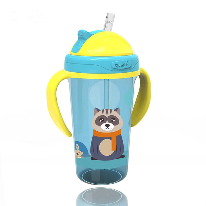 SUNSHINE BABY STRAW WATER BOTTLE RACCOON BLUE 600ML