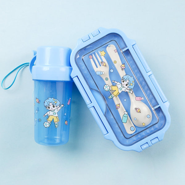 SUNSHINE KIDS WATER BOTTLE & LUNCH BOX SET BOY BLUE