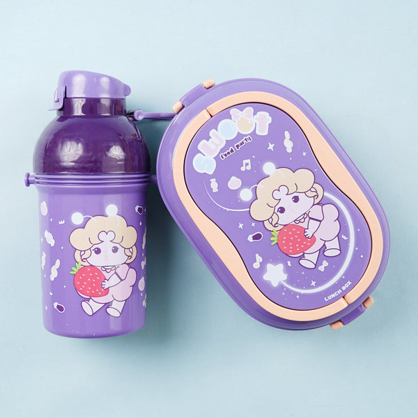 SUNSHINE KIDS WATER BOTTLE & LUNCH BOX SET UFO PURPLE