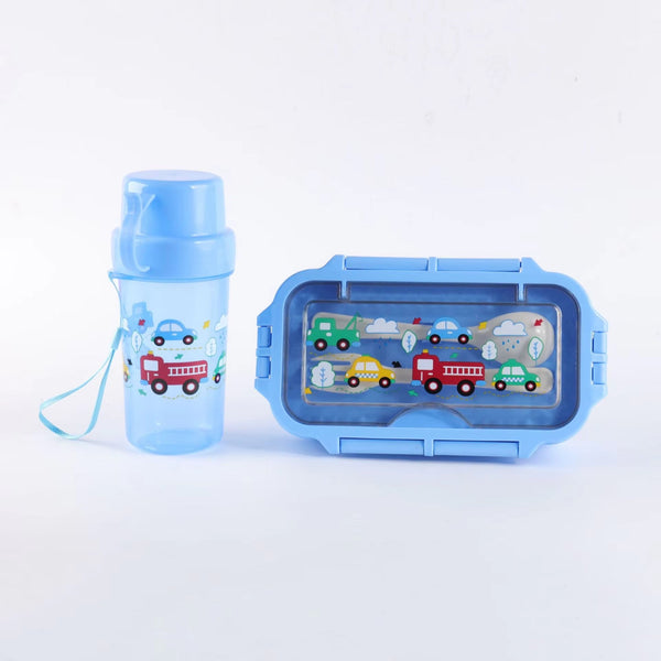 SUNSHINE KIDS WATER BOTTLE & LUNCH BOX SET CARS BLUE