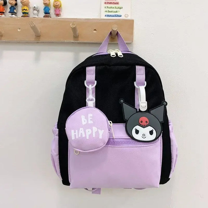 SUNSHINE KIDS SCHOOL BAG BE HAPPY BLACK & PURPLE