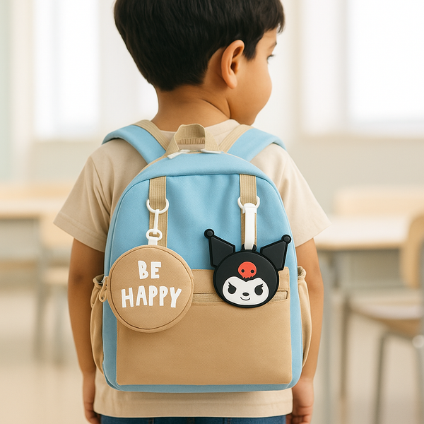 Kids Mini Backpack Be Happy Blue & Beige - Sunshine
