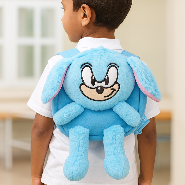 Kids Pop Ear Character Plush Backpack Knuckles Blue - Sunshine