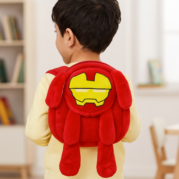 Kids Pop Ear Character Plush Backpack Ironman Red - Sunshine