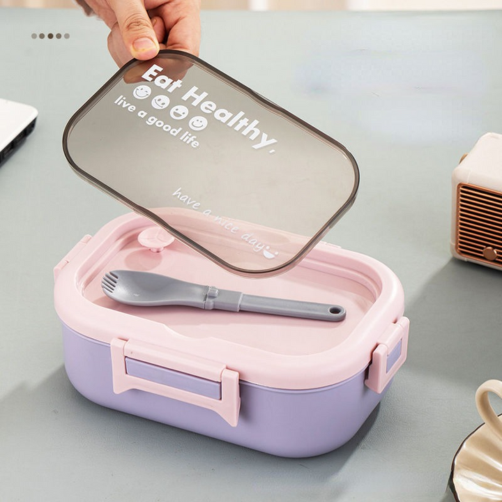 SUNSHINE KIDS STAINLESS STEEL INSULATED LUNCH BOX WITH SPOON PURPLE