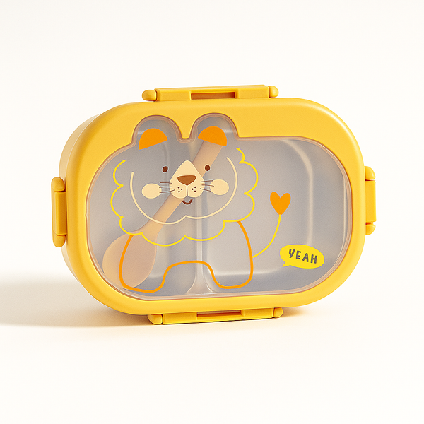 SUNSHINE KIDS SCHOOL STEEL LUNCH BOX LION YELLOW