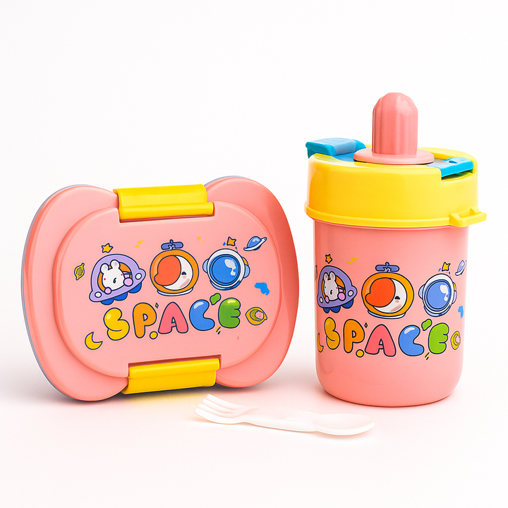 SUNSHINE SCHOOL LUNCH BOX SPACE SEA GREEN & PINK