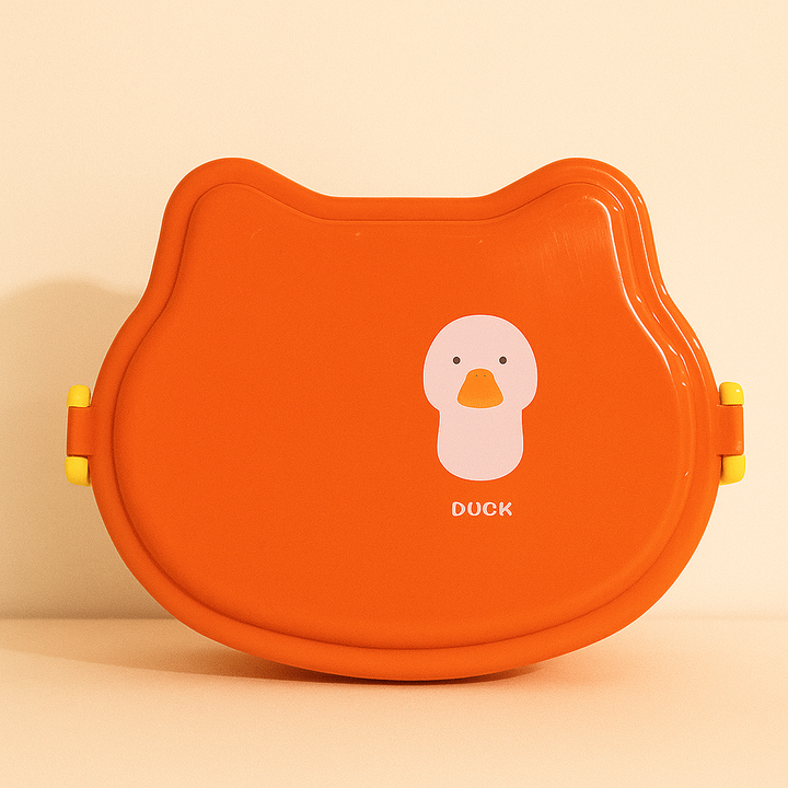 SUNSHINE PLASTIC LUNCHBOX WITH FORK DUCK ORANGE
